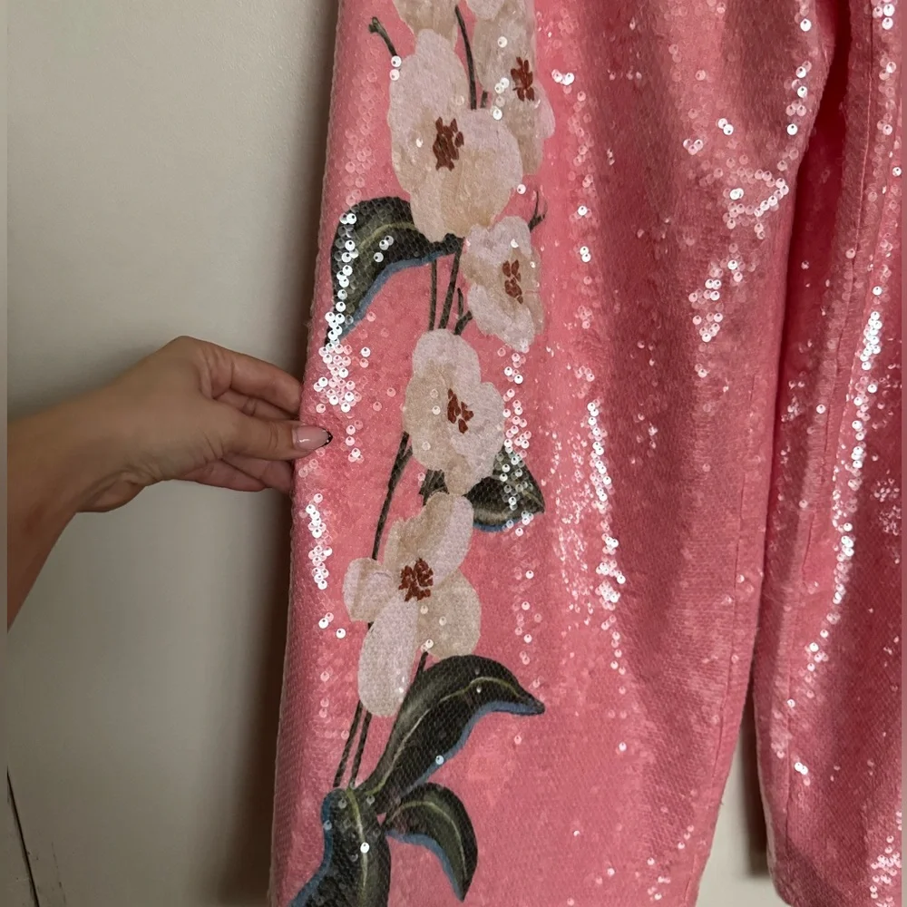 Farm Rio x Anthropologie Sequin Wide Leg Pants - Size S - BNWT - Picture 4 of 14